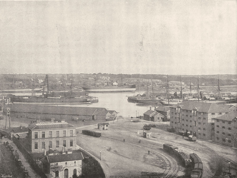 HAMPSHIRE. Southampton- The Docks 1895 old antique vintage print picture